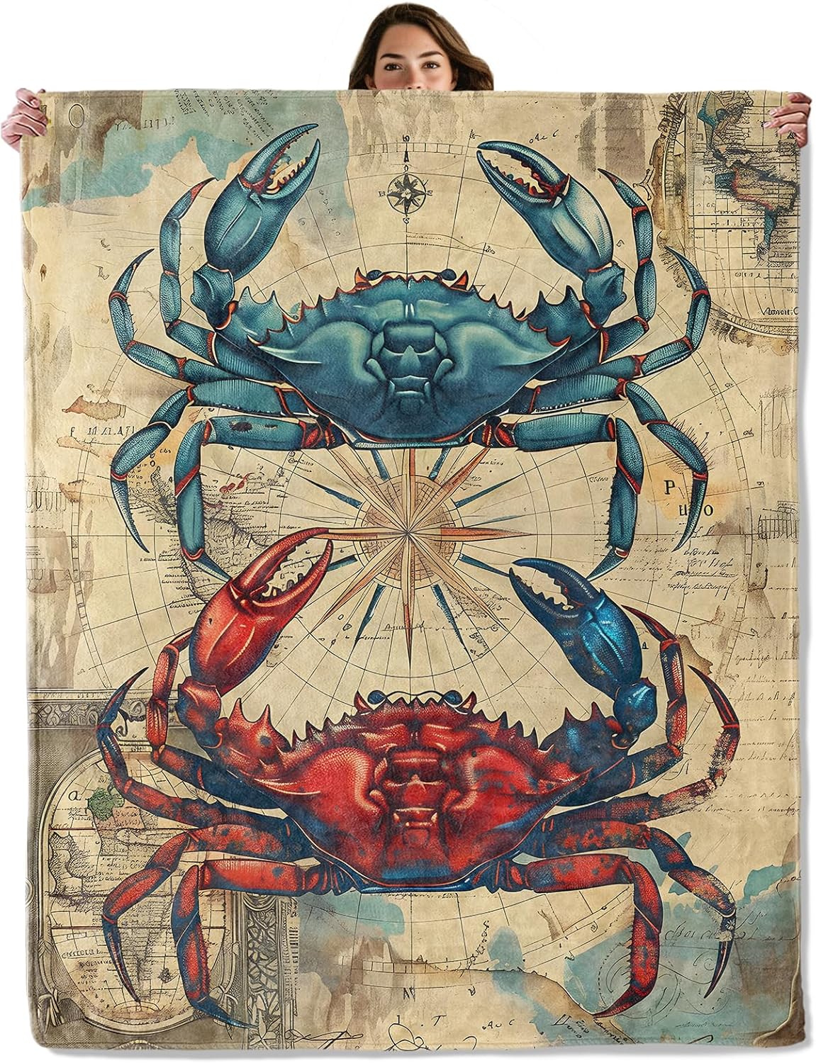 Luxury Lifestyle Travel - Couverture géante vintage avec carte nautique